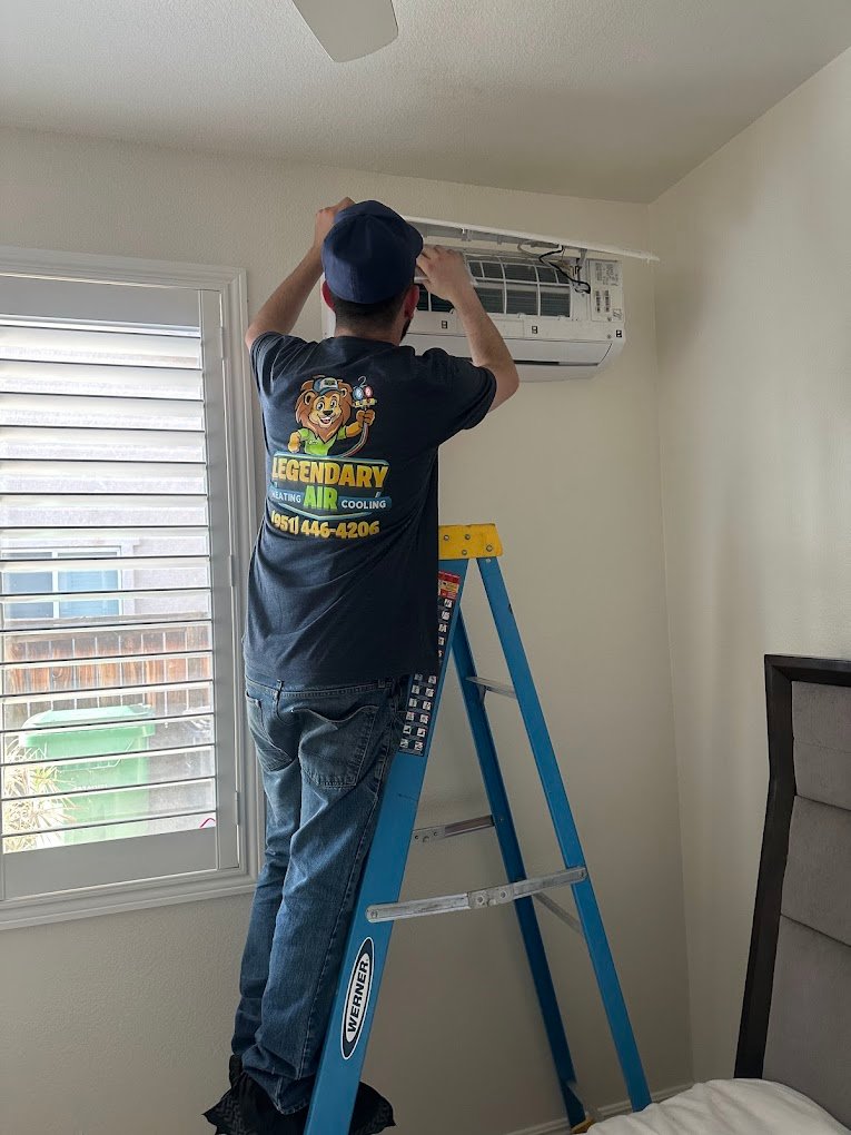 Legendary Air Heating Cooling technician installing a mini split